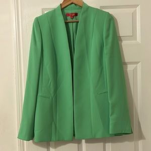 Blazer, no lapel, no closure, Catherine Malandrino, bright lime green, crepe